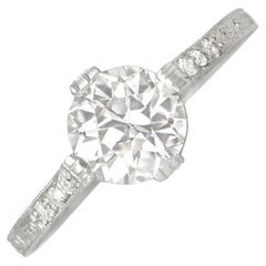 Vintage GIA 1.00ct Old European Cut Diamond Engagement Ring, D Color, Platinum