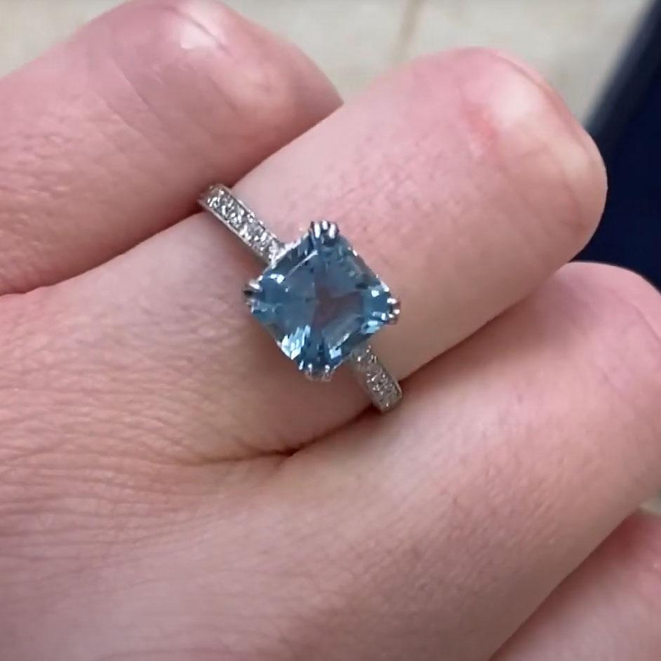 Taille Asscher Bague de fiançailles Asscher taille aigue-marine (environ 1,30 carat), platine en vente