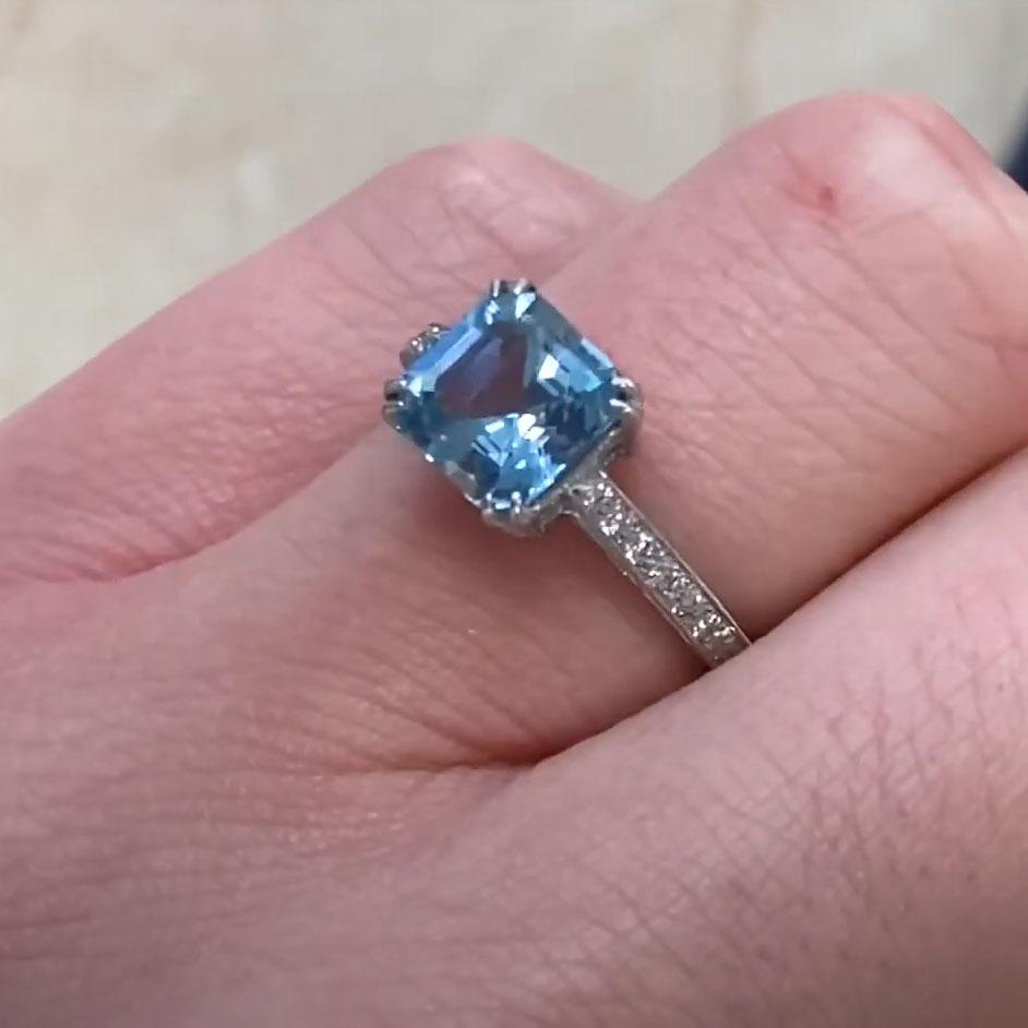 Bague de fiançailles Asscher taille aigue-marine (environ 1,30 carat), platine Pour femmes en vente