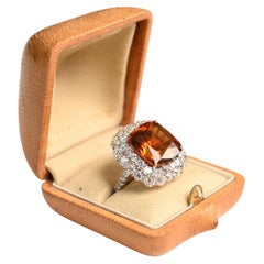 Natürlicher Citrin-Doppeldiamant-Halo-Ring (ca. 13,40 Karat), Platin