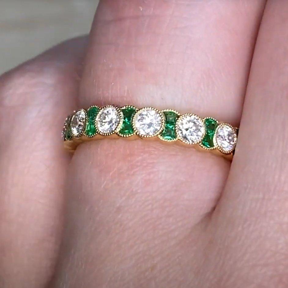 Donna Fascia a eternità con diamante (circa 1,10 carati) e smeraldo verde (circa 0,40 carati) in vendita