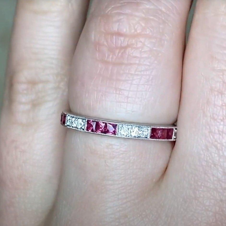 Bracelet en platine Rubis taille française (environ 0,40 carats) et diamant rond taille brillant Pour femmes en vente