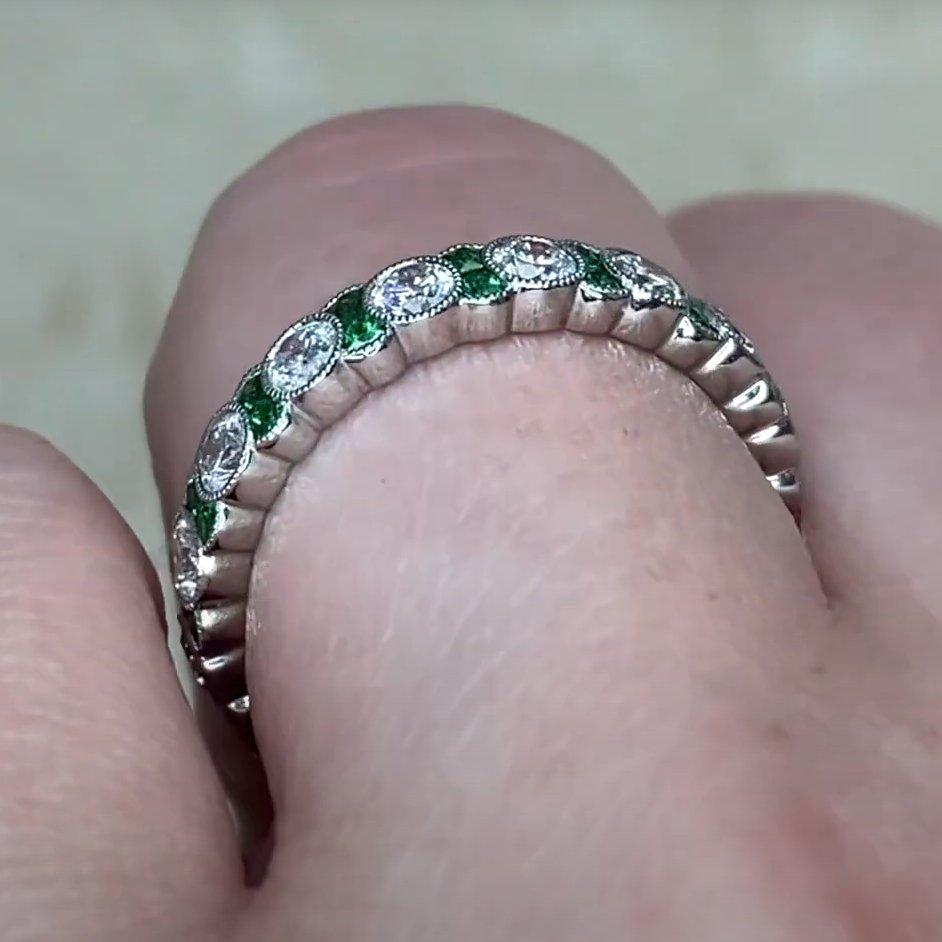 Taille ronde Bracelet diamant taille brillant rond (environ 1,20 carats) et grenats tsavorite en vente