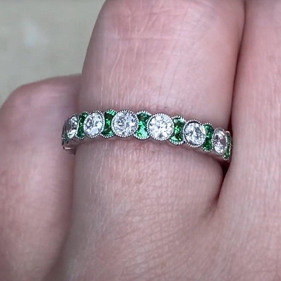 Bracelet diamant taille brillant rond (environ 1,20 carats) et grenats tsavorite Pour femmes en vente