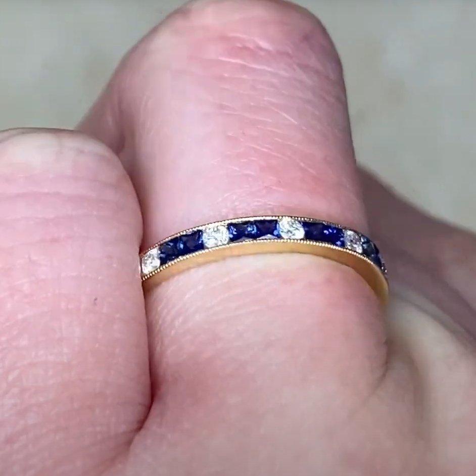 Art déco Alliance saphir (environ 0,30 carat) et diamant (environ 0,10 carat) en vente