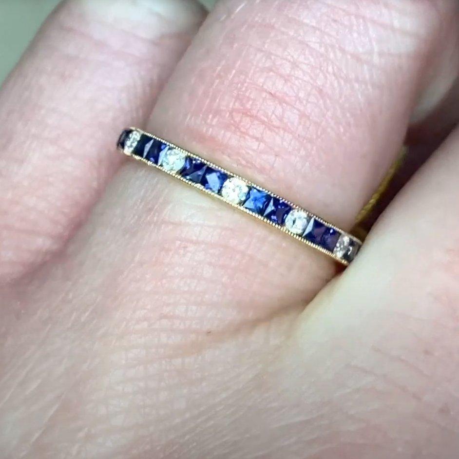 Alliance saphir (environ 0,30 carat) et diamant (environ 0,10 carat) Excellent état - En vente à New York, NY
