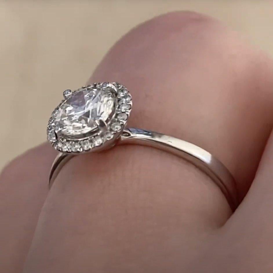 Donna Anello di fidanzamento con castone di diamanti in oro bianco 18k (GIA circa 0,7 carati) con taglio rotondo in vendita