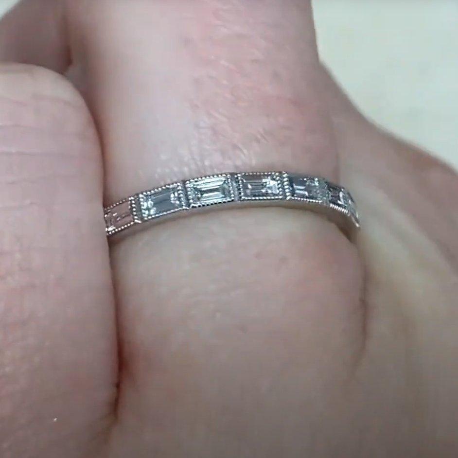 Art Déco Fede nuziale con diamante taglio baguette (circa 0,50 carati), platino in vendita