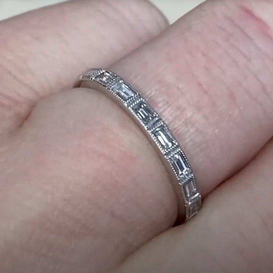 Fede nuziale con diamante taglio baguette (circa 0,50 carati), platino In condizioni ottime in vendita a New York, NY
