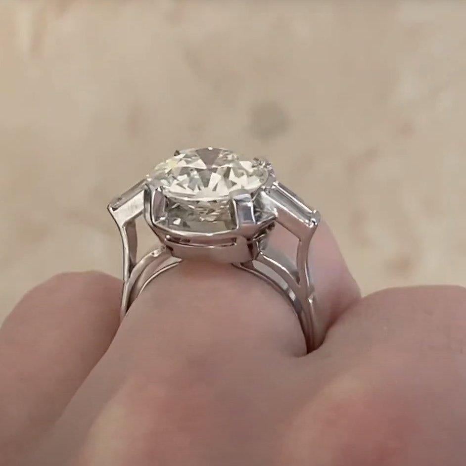 Bague ancienne en diamant de taille européenne (GIA environ 4.3 carats), platine Excellent état - En vente à New York, NY
