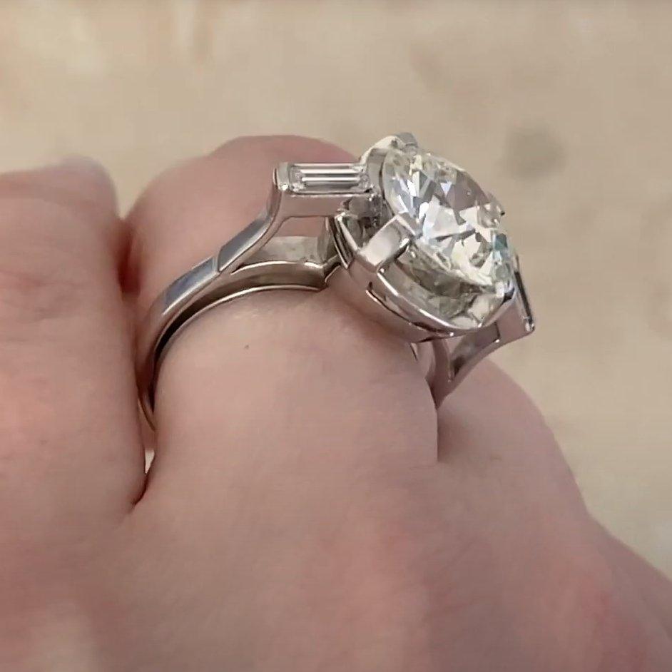 Taille vieille Europe Bague ancienne en diamant de taille européenne (GIA environ 4.3 carats), platine en vente