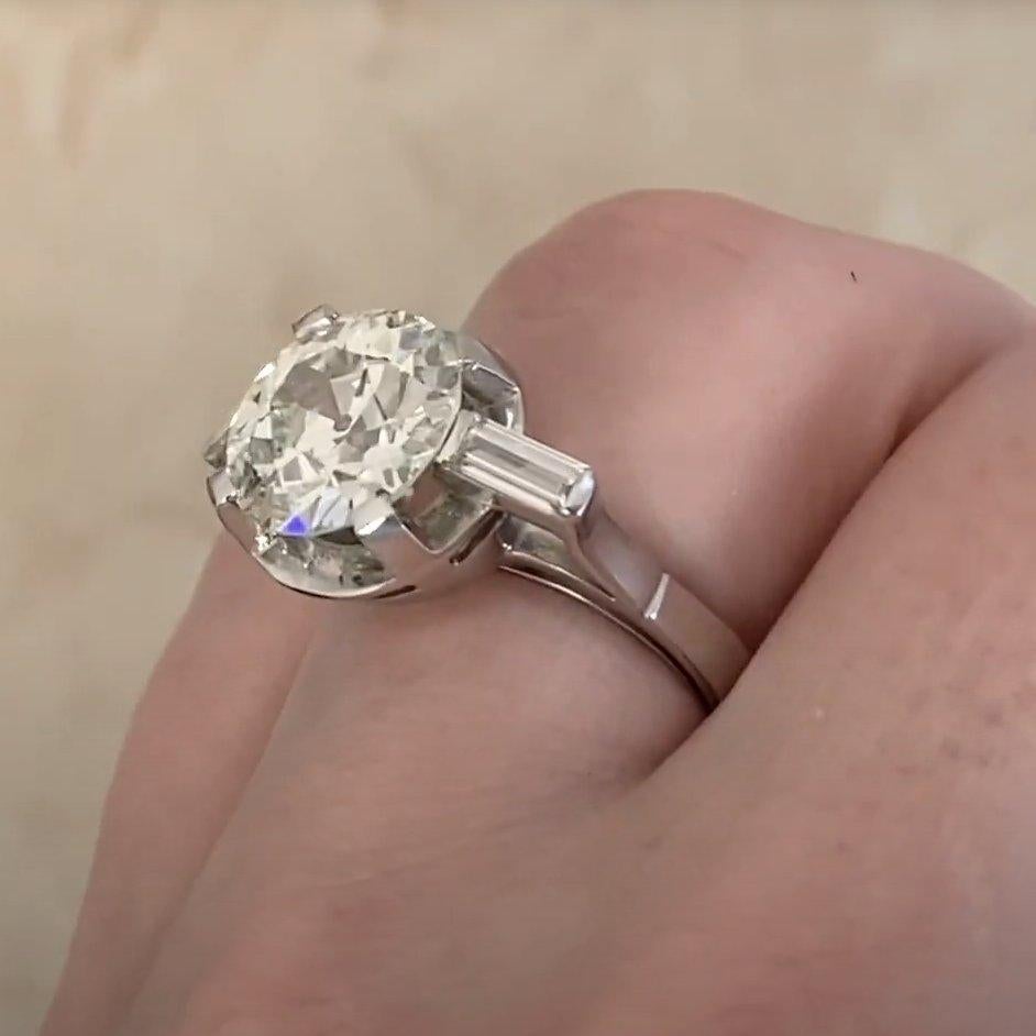 Bague ancienne en diamant de taille européenne (GIA environ 4.3 carats), platine Pour femmes en vente