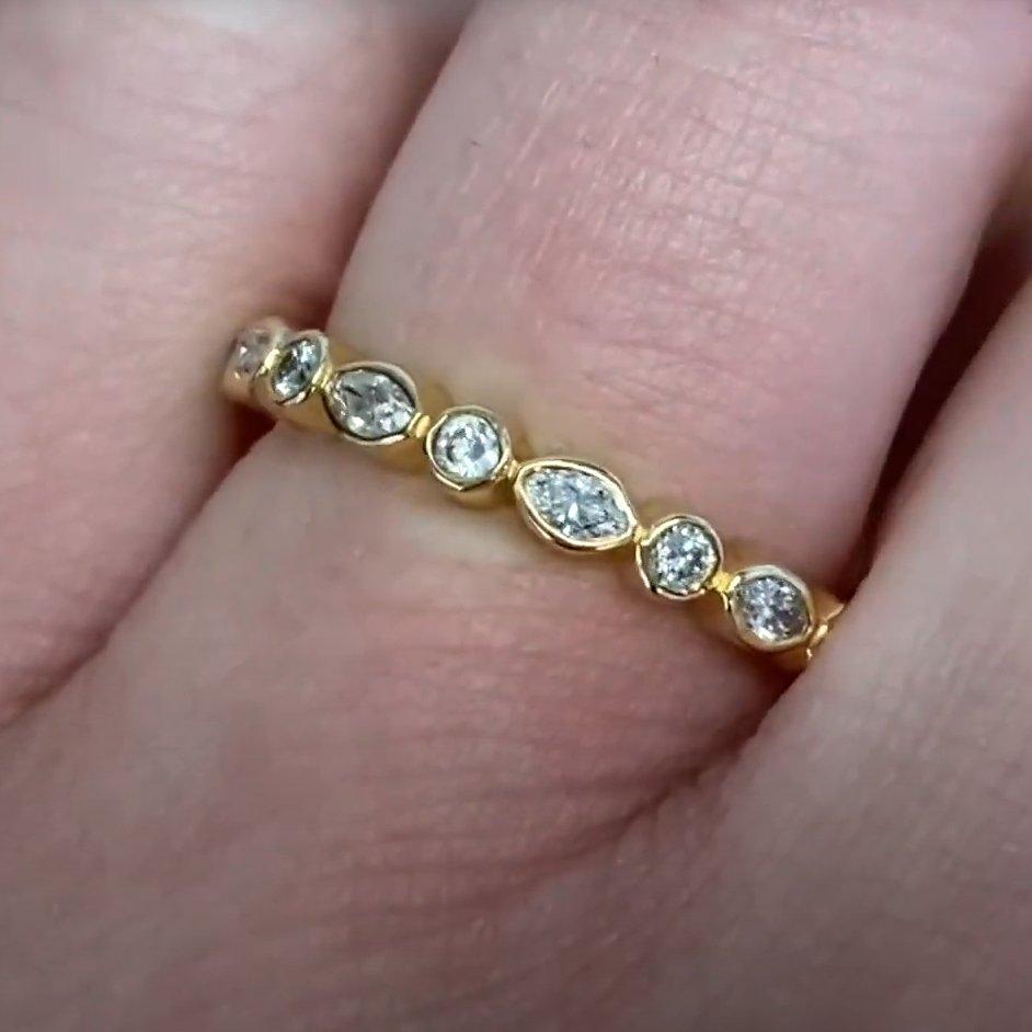 Donna Fascia di diamanti rotondi a taglio brillante e marquise (circa 0,70 carati) in oro giallo 18 carati in vendita
