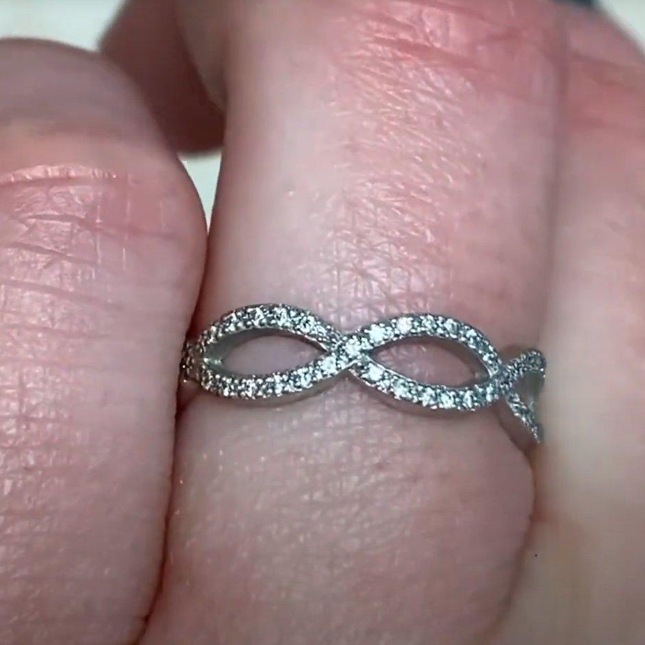 Old European Cut Diamond Band Intertwining Row (Approx. 0.6-Carats), H-I Color, Platinum For Sale