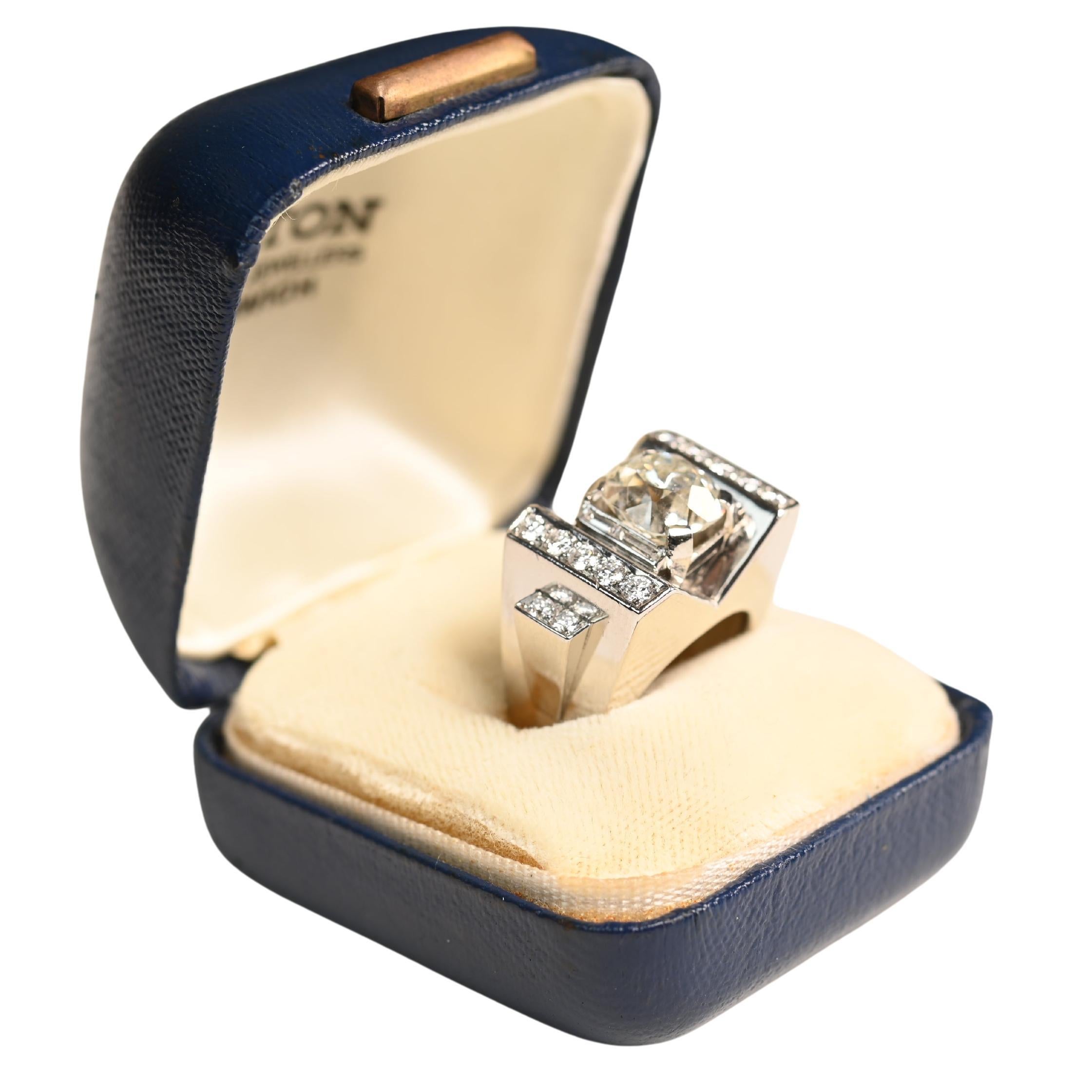 Vintage Mauboussin Diamant-Verlobungsring (GIA ca. 3,00-karätiger Platin), Platin