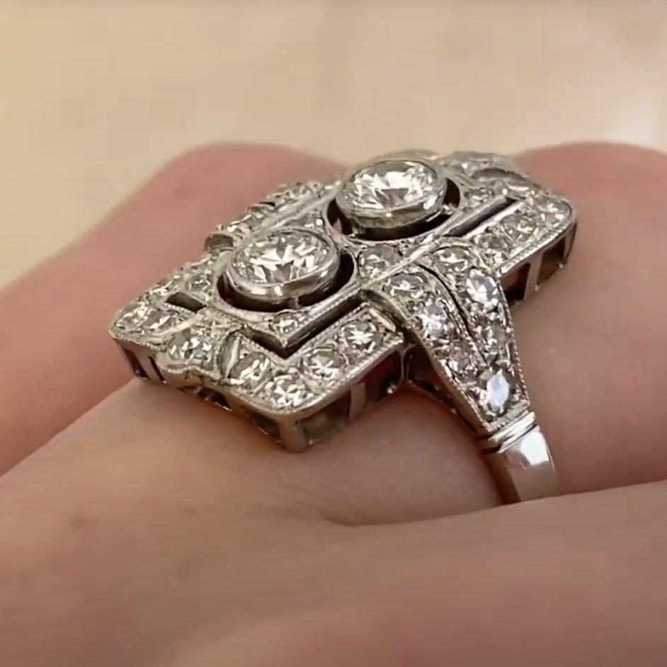 Donna Anello di fidanzamento con diamante (circa 0,4 carati), colore I, diamante aureolato, platino in vendita