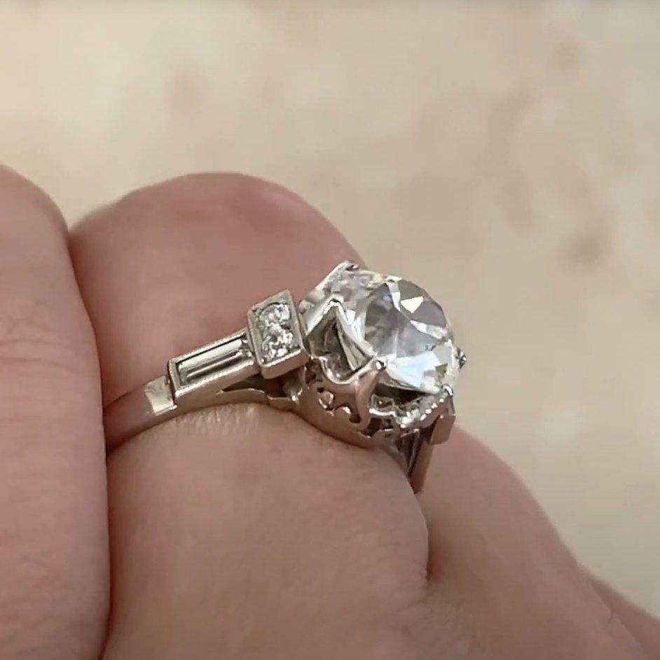 Bague de fiançailles Art déco en platine, (GIA Approx 2.00-Carats) Vieux diamant européen Excellent état - En vente à New York, NY
