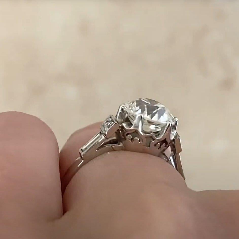 Bague de fiançailles Art déco en platine, (GIA Approx 2.00-Carats) Vieux diamant européen Pour femmes en vente