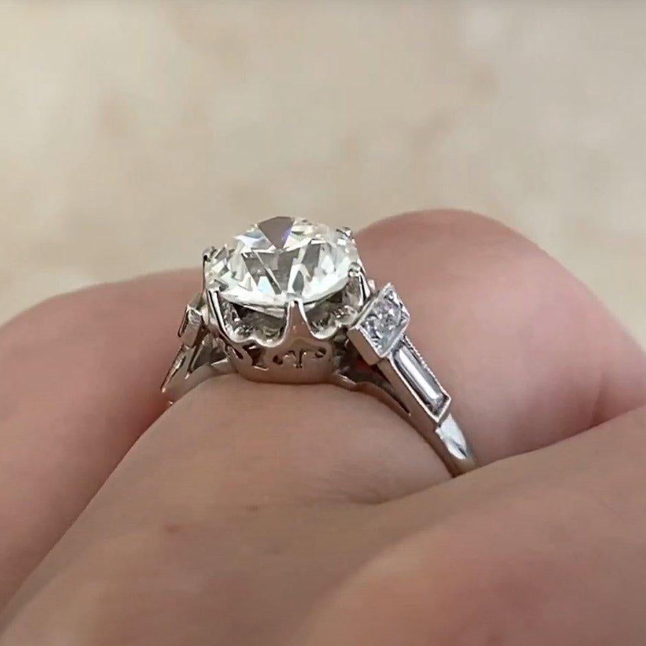 Bague de fiançailles Art déco en platine, (GIA Approx 2.00-Carats) Vieux diamant européen en vente 1