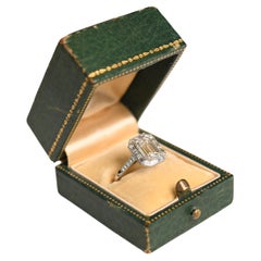 Emerald Cut Diamond Bezel-Set Halo Ring (GIA Approx. 1.8-Carats), Platinum