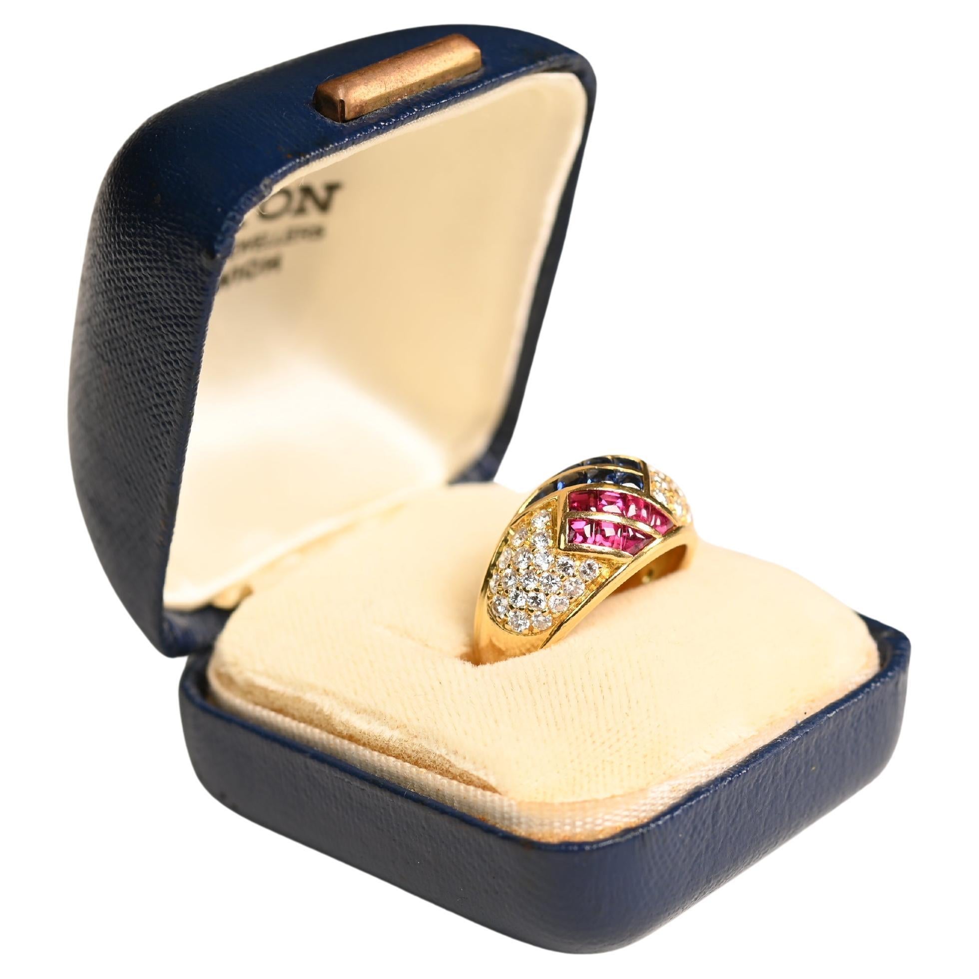 Vintage French Ruby (Approx. 0.40-Carats) and Sapphire (Approx. 0.7-Carats) Ring