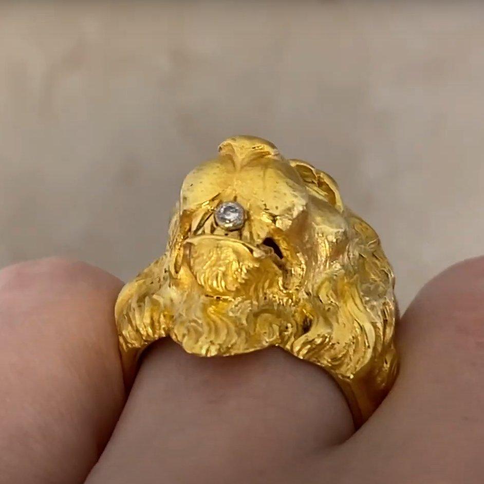 Bague de mode vintage déco en or jaune 18 carats avec diamants (environ 0,02 carat) Excellent état - En vente à New York, NY