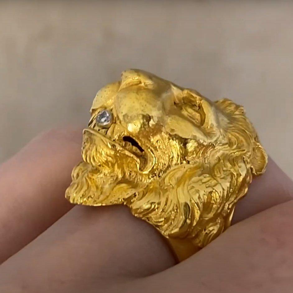 Bague de mode vintage déco en or jaune 18 carats avec diamants (environ 0,02 carat) Pour femmes en vente