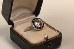 GIA 3 Carat Champagne Diamond Ring. Cushion Cut Engagement Ring Platinum VS2