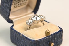 Art Deco 2.50 Old European Diamond Ring. 3 Stone Engagement Platinum J K VS2-SI1