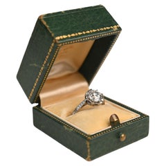 1.50 Carat Old European Cut Diamond Ring. Diamond Accent Engagement Platinum