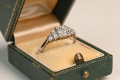 1 Carat Old European Cut Diamond Engagement Ring. Diamond Accent Ring Platinum