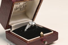 Art Deco 1 Carat Old European Cut Diamond Ring. Platinum Engagement Ring I VS1