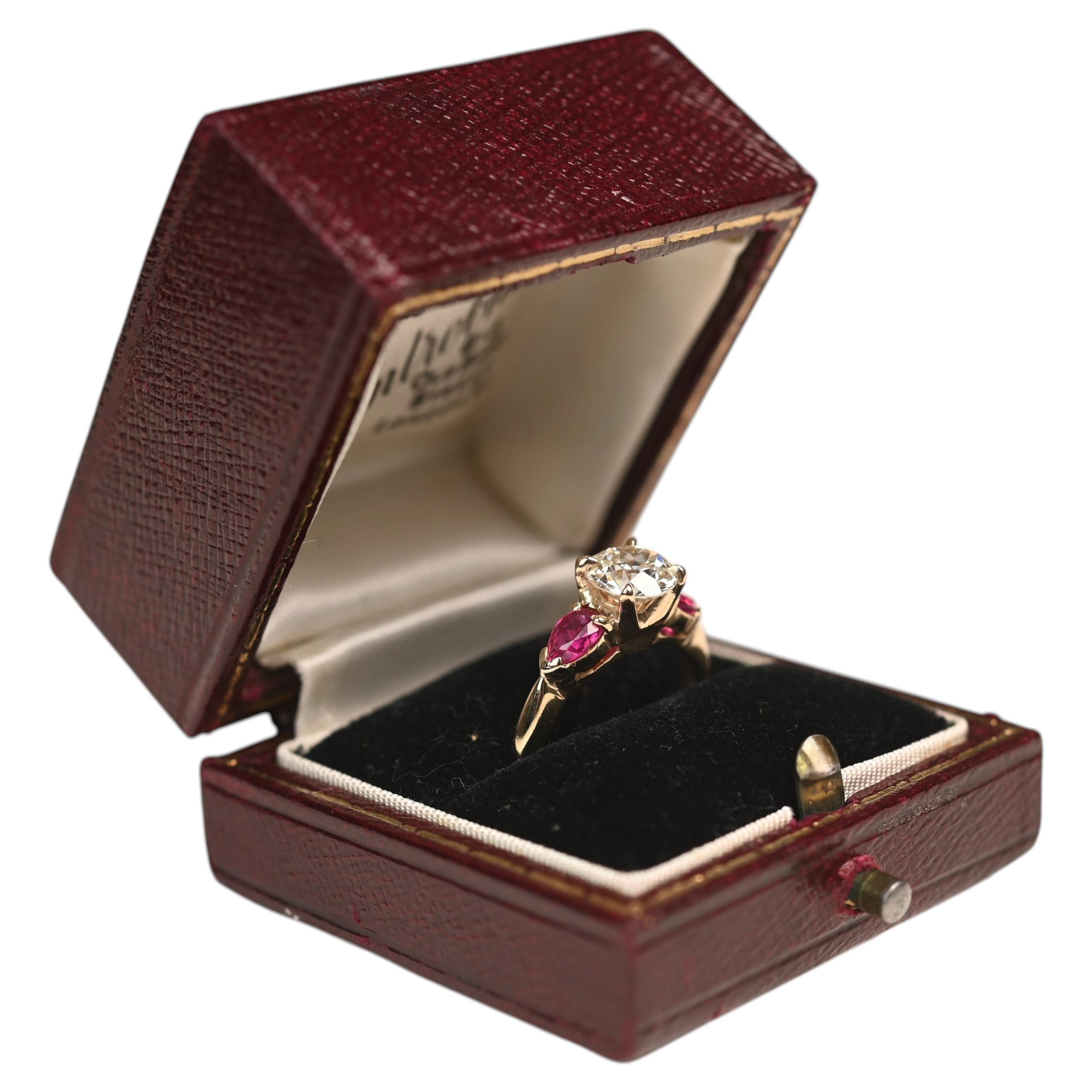 Vintage 1 Carat Old European Cut Diamond Ring. 14K Yellow Gold Engagement J VS1