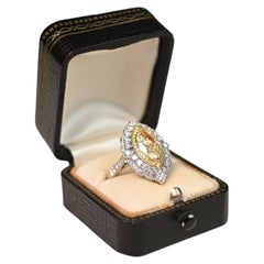 GIA 2ct Marquise Cut Light Yellow Diamond Ring. White Diamond Platinum W-X SI1
