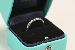 Art Deco Tiffany and Co Wedding Ring. Floral Hand Engraved Platinum Band Ring