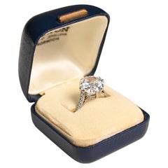 Art Deco GIA 5ct Old European Cut Diamond Ring. Accent Ring Platinum I VVS2