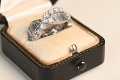Mid Century 3.7ct Diamond Wedding band. Baguette cut Eternity Band Ring Platinum