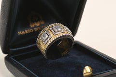 Mario Buccellati Vintage 0.60ct Princess Cut Diamond Band Ring. 18K White Yellow