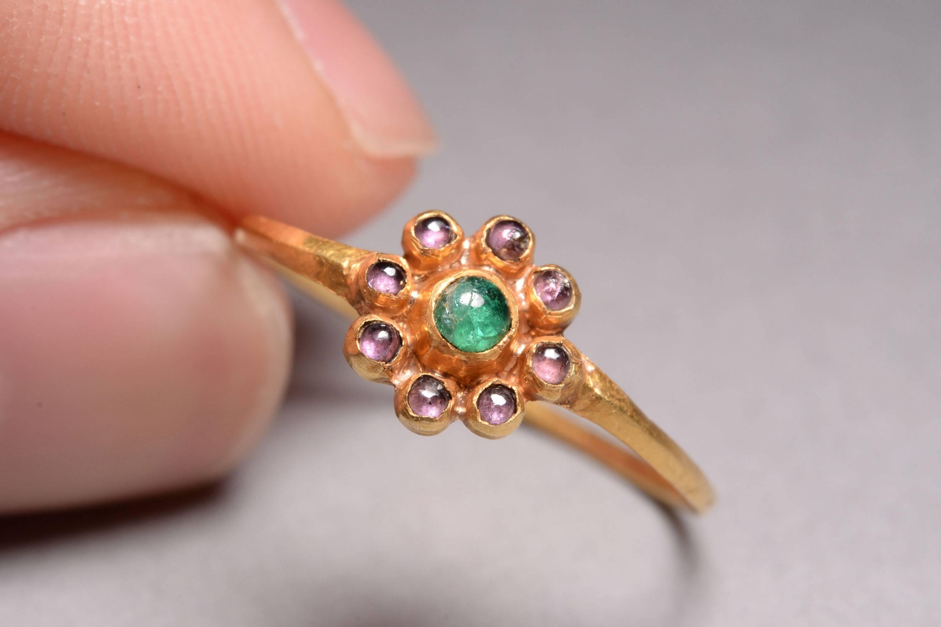 Jacobean Gold, Sapphire and Emerald Cluster Ring - 1620 AD For Sale at ...