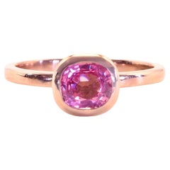 18K Rose Gold Mahenge Pink Spinel In Sleek Bezel Set Solitaire Ring