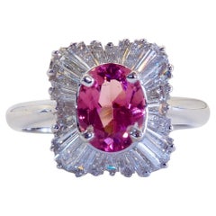 Bague en or blanc 18 carats avec tourmaline rose de 1,27 carats et diamant de 0,88 carats