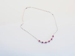 18K White Gold 3.05ct Vivid Red Ruby & 1.10ct Brilliant Diamond Chain Necklace