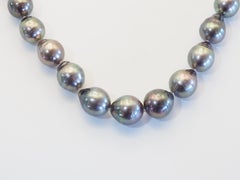 14K Gold Clasp 8-10mm Black South Sea Pearl Necklace, 17 inches