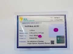 Certified 1.470ct No Heat Burmese Ruby, Oval/ Mixed Cut