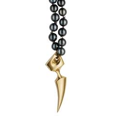Hannah Martin London Black Pearl Gold Sculptural Spur Necklace
