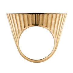 Hannah Martin London Sapphire Gold Sculptural "Empty Sovereign" Ring