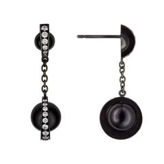 Hannah Martin London Onyx Diamond Gold Drop Earrings