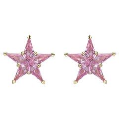 Alex Kou Pink Sapphire Star Stud Earrings