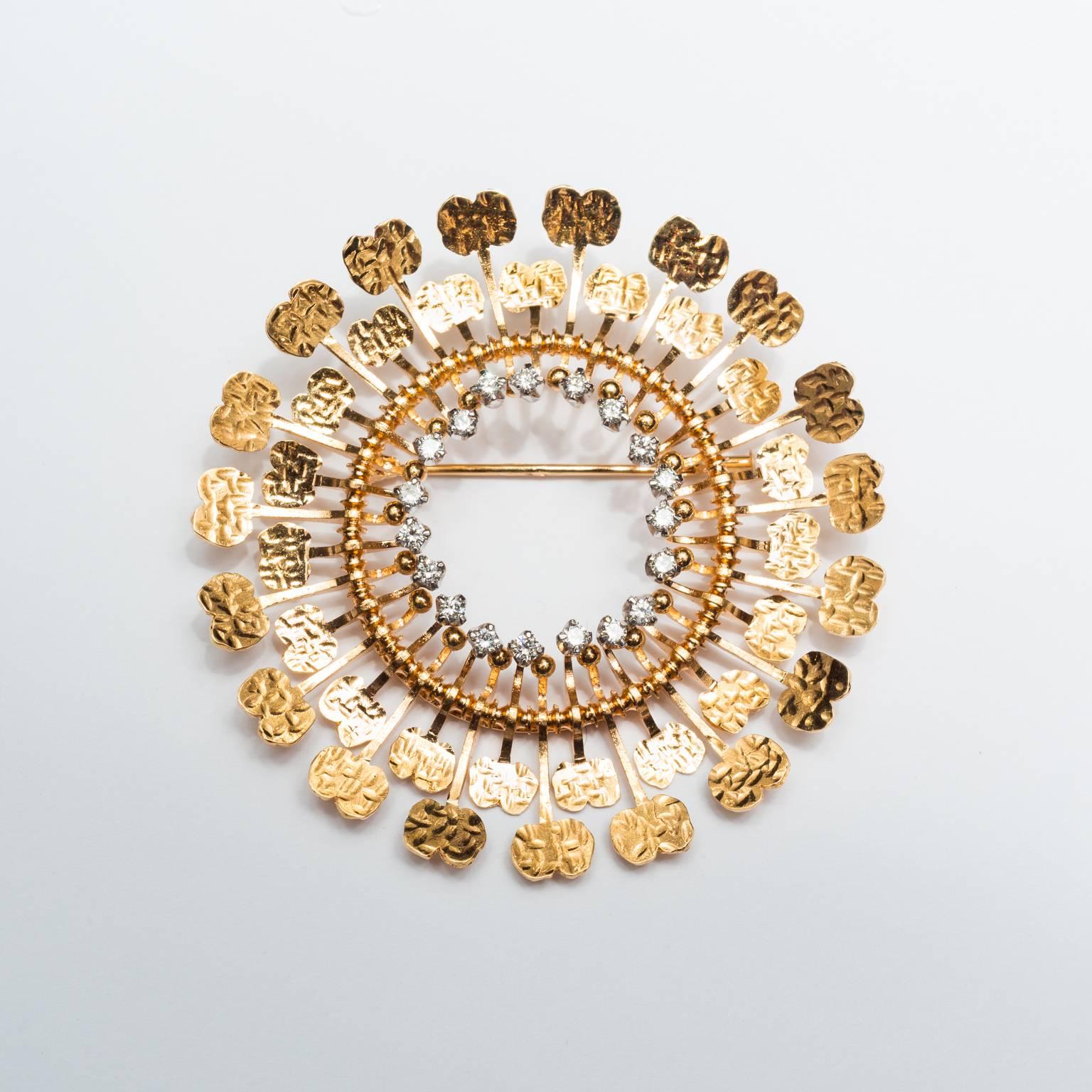 Women's or Men's 1960s Tapio Wirkkala Handmade Diamond Gold 