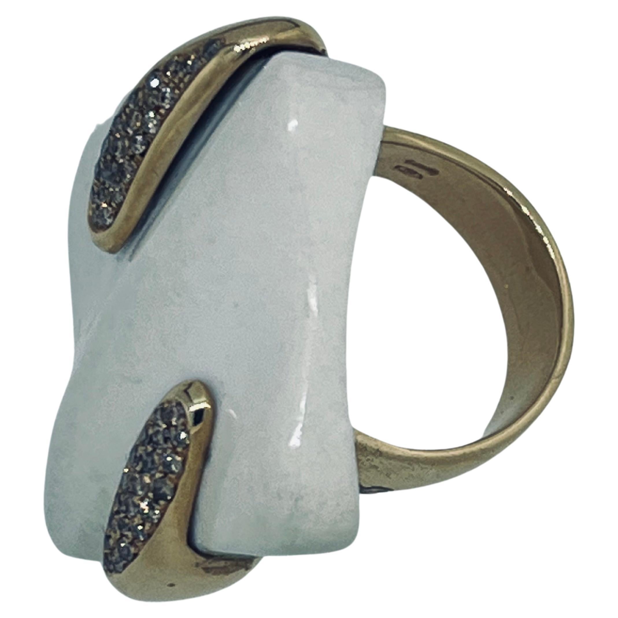 Gavello Ring aus 18 Karat Gold, farbigen Diamanten und Keramik, ca. 0,35 Karat Diamanten